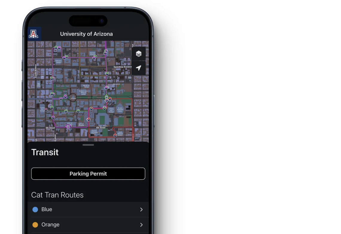 Cat Tran routes as seen in the U of A app