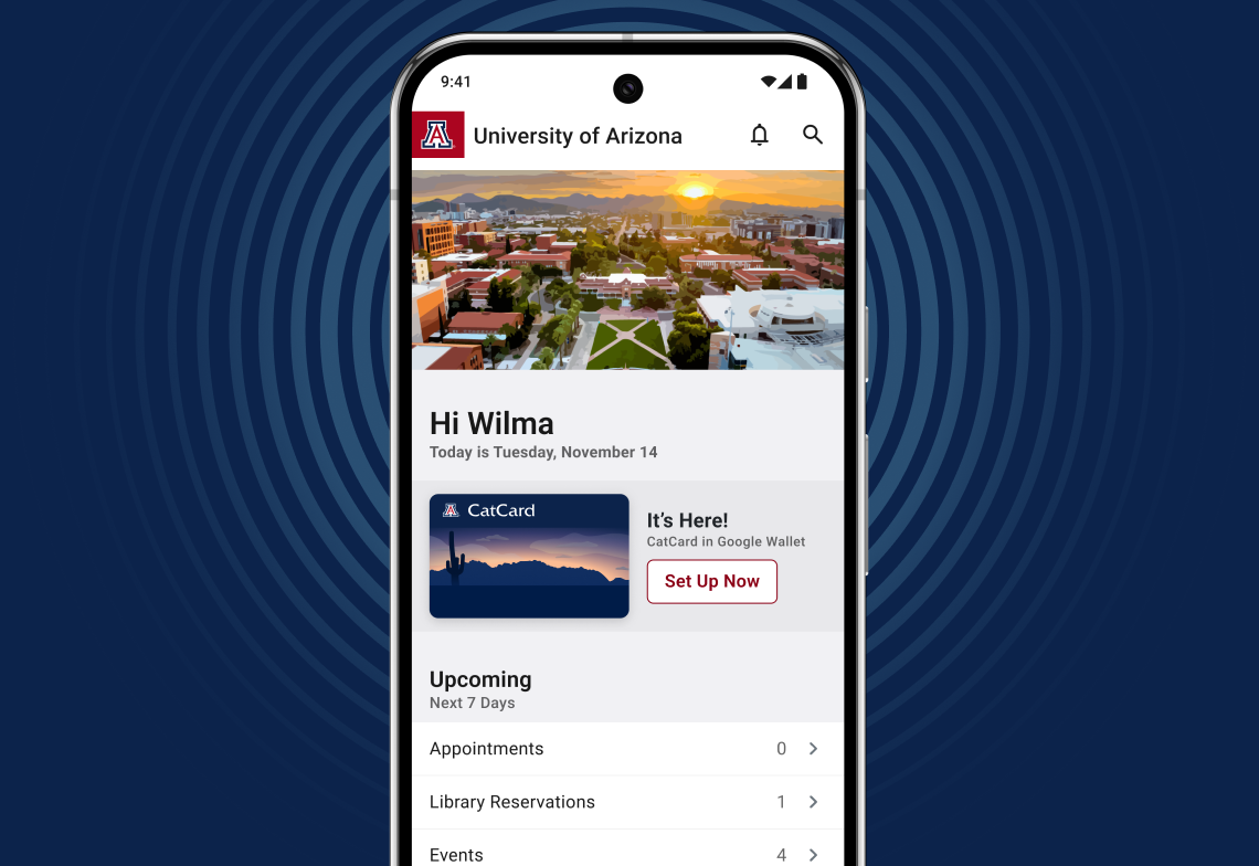 Setup CatCard as seen in the U of A app